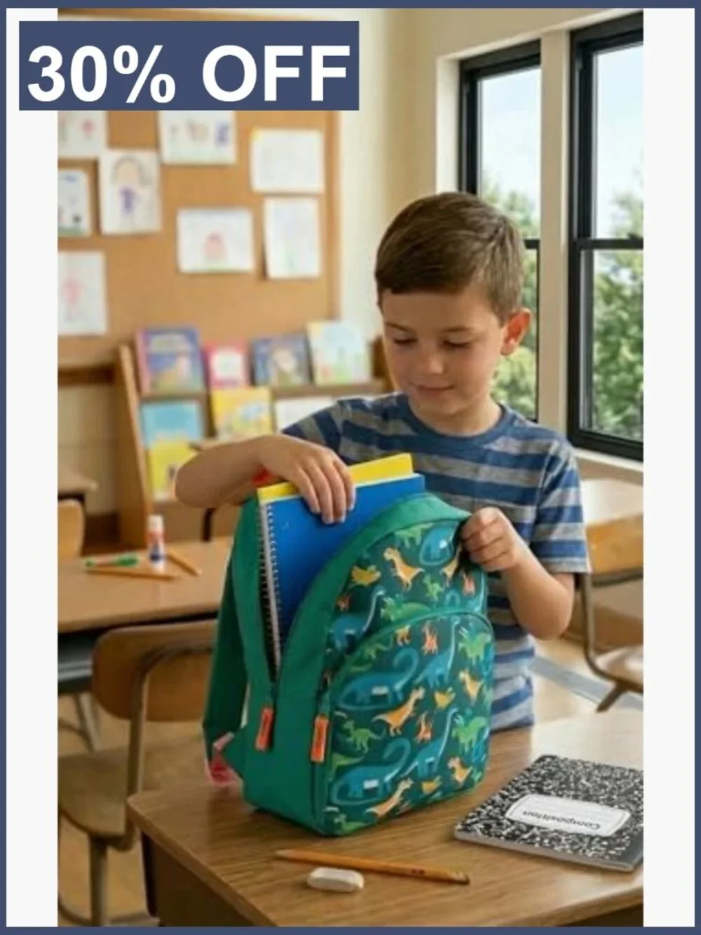 Kids Backpack for Boys Girls Dinosaur Print Adjustable Padded Straps Travel